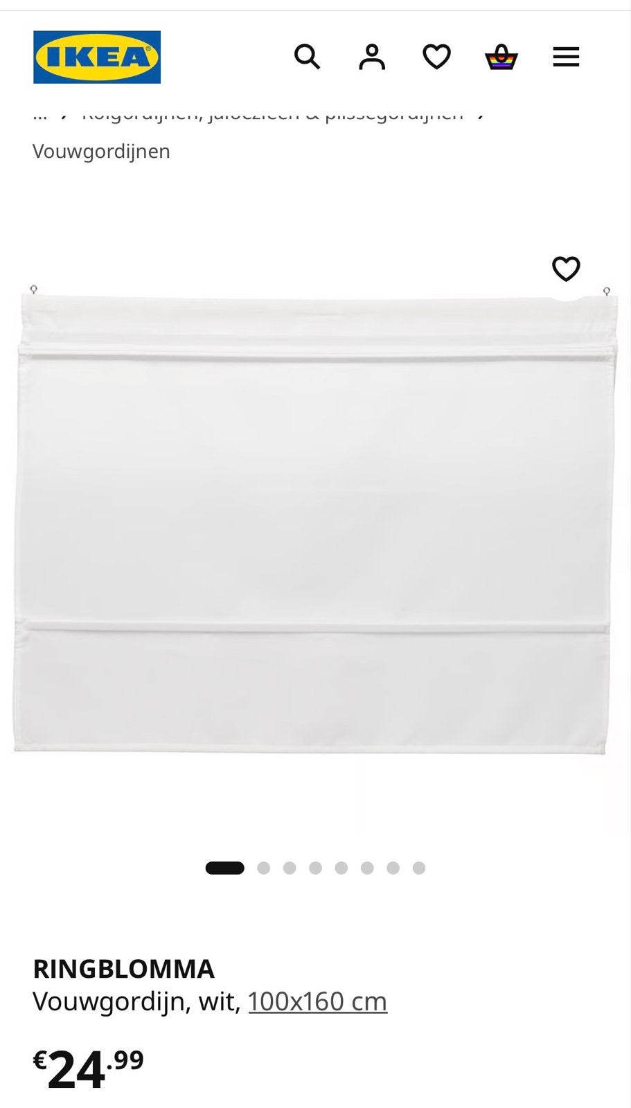 IKEA Ringblomma vouwgordijn wit 80x160cm, Wit, Ophalen of Verzenden, Vouwgordijn, Polyester