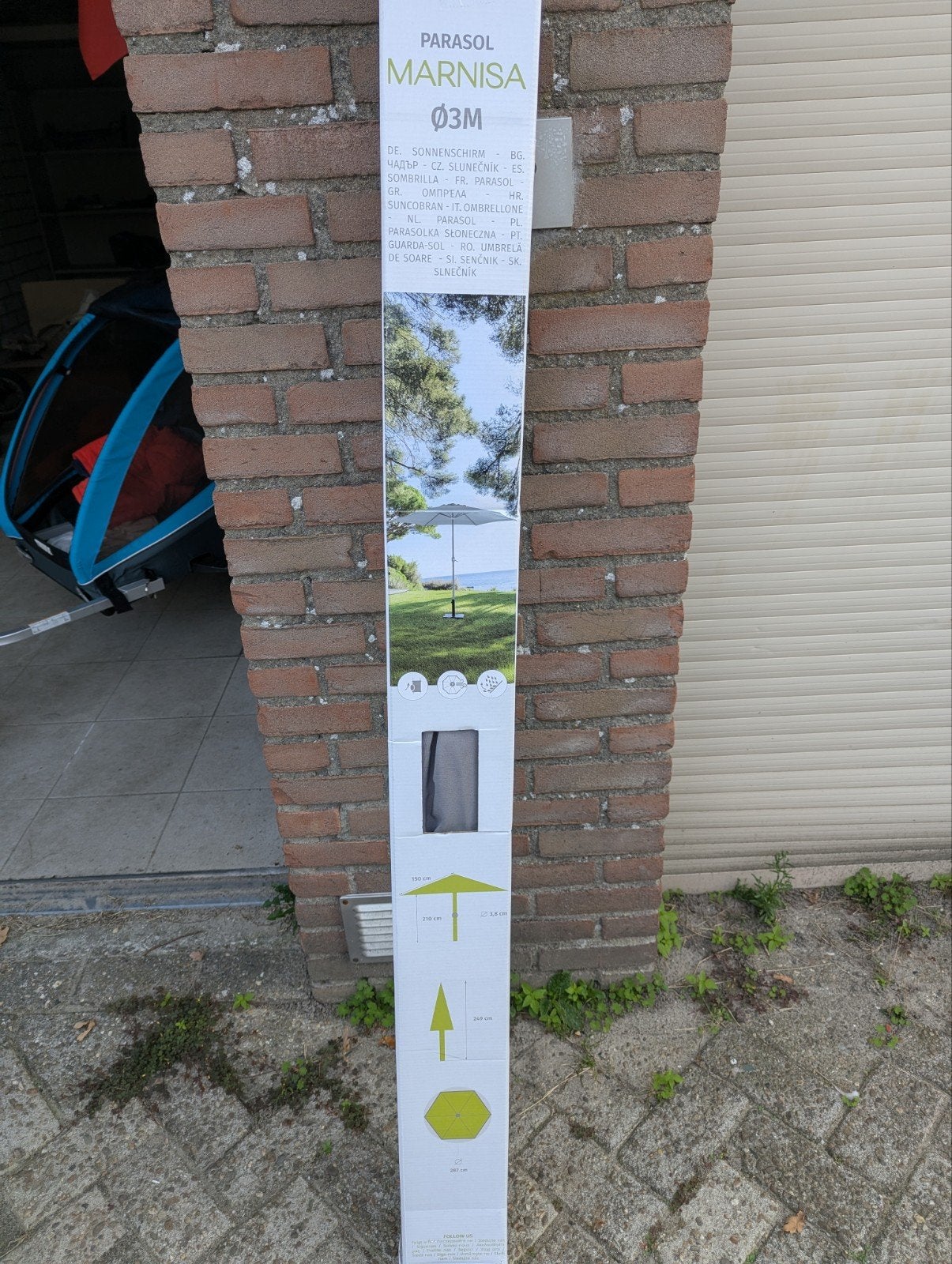 Parasol Marnisa Ø3M (excl. voet), Ophalen, Zo goed als nieuw, 2 tot 3 meter, Stokparasol