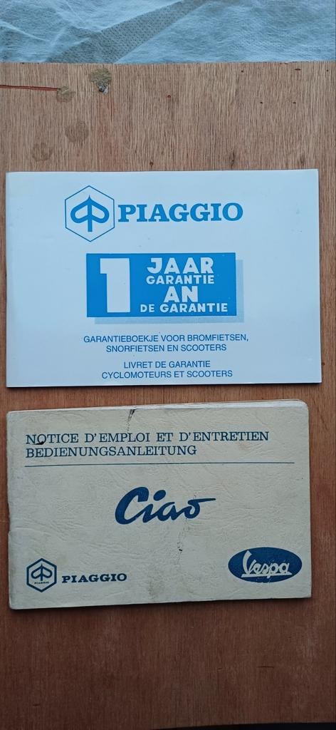 Piaggio ( Ciao) Vespa handleiding en garantie boekje., Ophalen of Verzenden