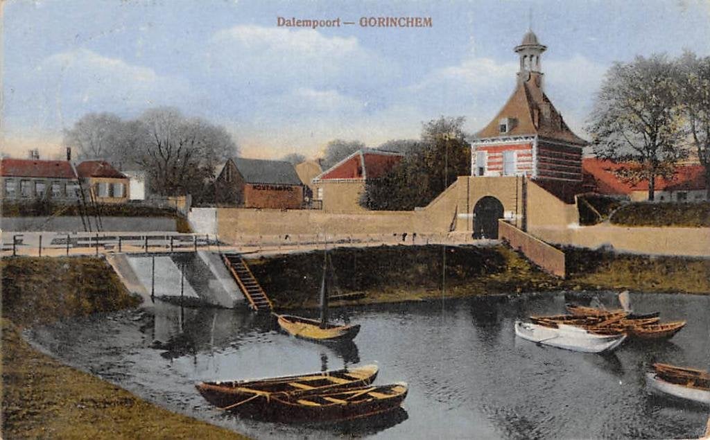 Gorinchem Dalempoort met roeibootjes 1923, Ophalen of Verzenden, 1920 tot 1940, Gelopen, Zuid-Holland