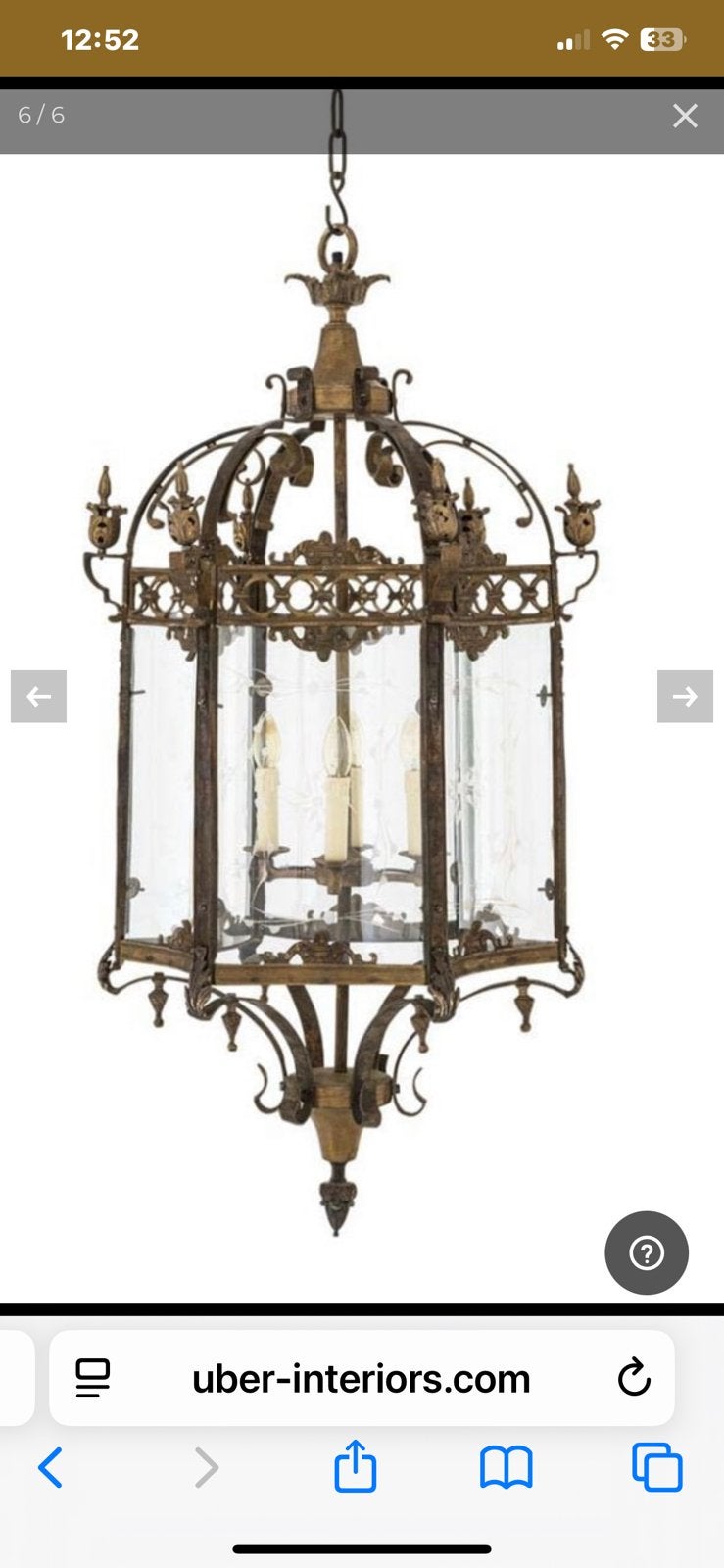 Eichholtz place des voges lantaarn, Huis en Inrichting, Lampen | Kroonluchters, Ophalen of Verzenden, Zo goed als nieuw, Glas