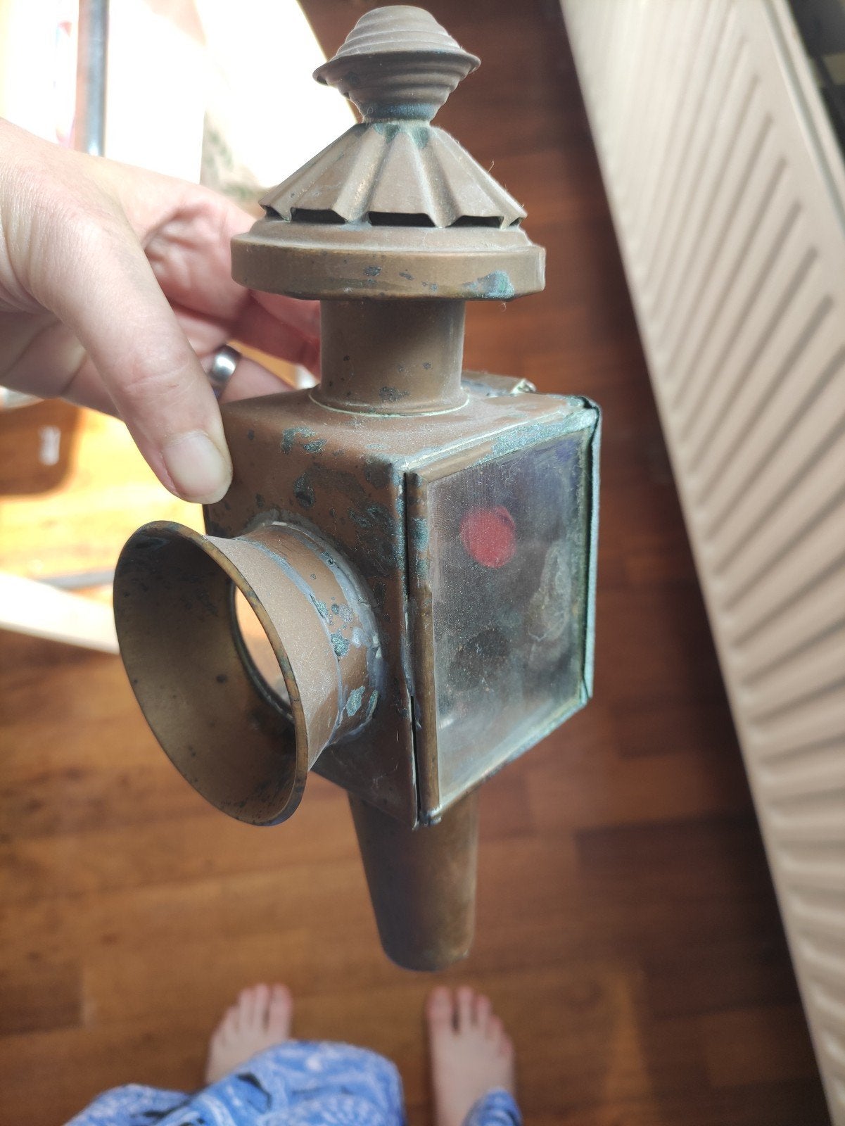 Antieke koperen lamp uit India, Ophalen of Verzenden