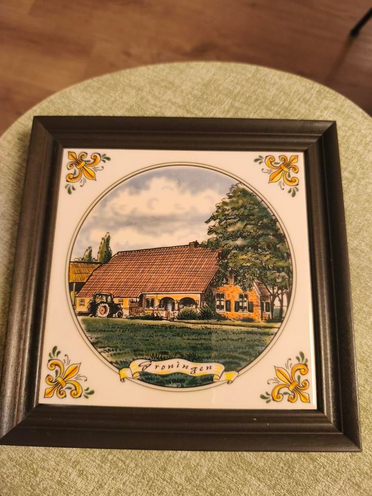 Wandtegel van Groningse boerderij., Ophalen of Verzenden