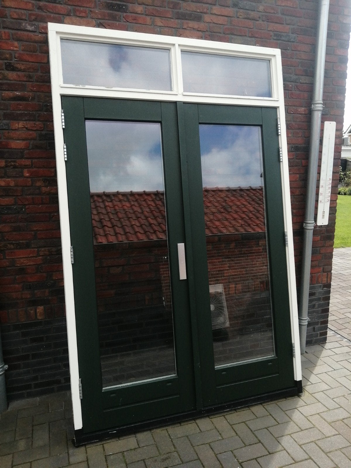 Merbau tuin terras deuren met thermopane 168 x 261 cm hoog, Ophalen, Hout, 75 tot 150 cm, Deurkozijn