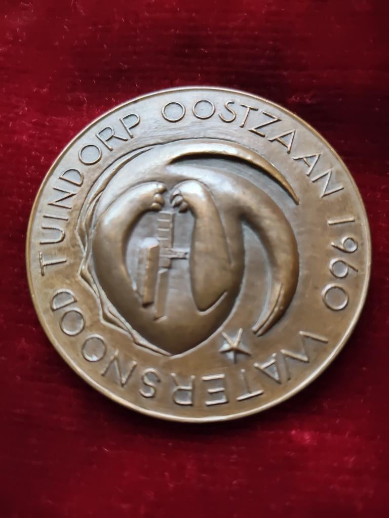 Watersnood Tuindorp Oostzaan 1960 Bronzen Penning, Ophalen of Verzenden, Brons, Nederland