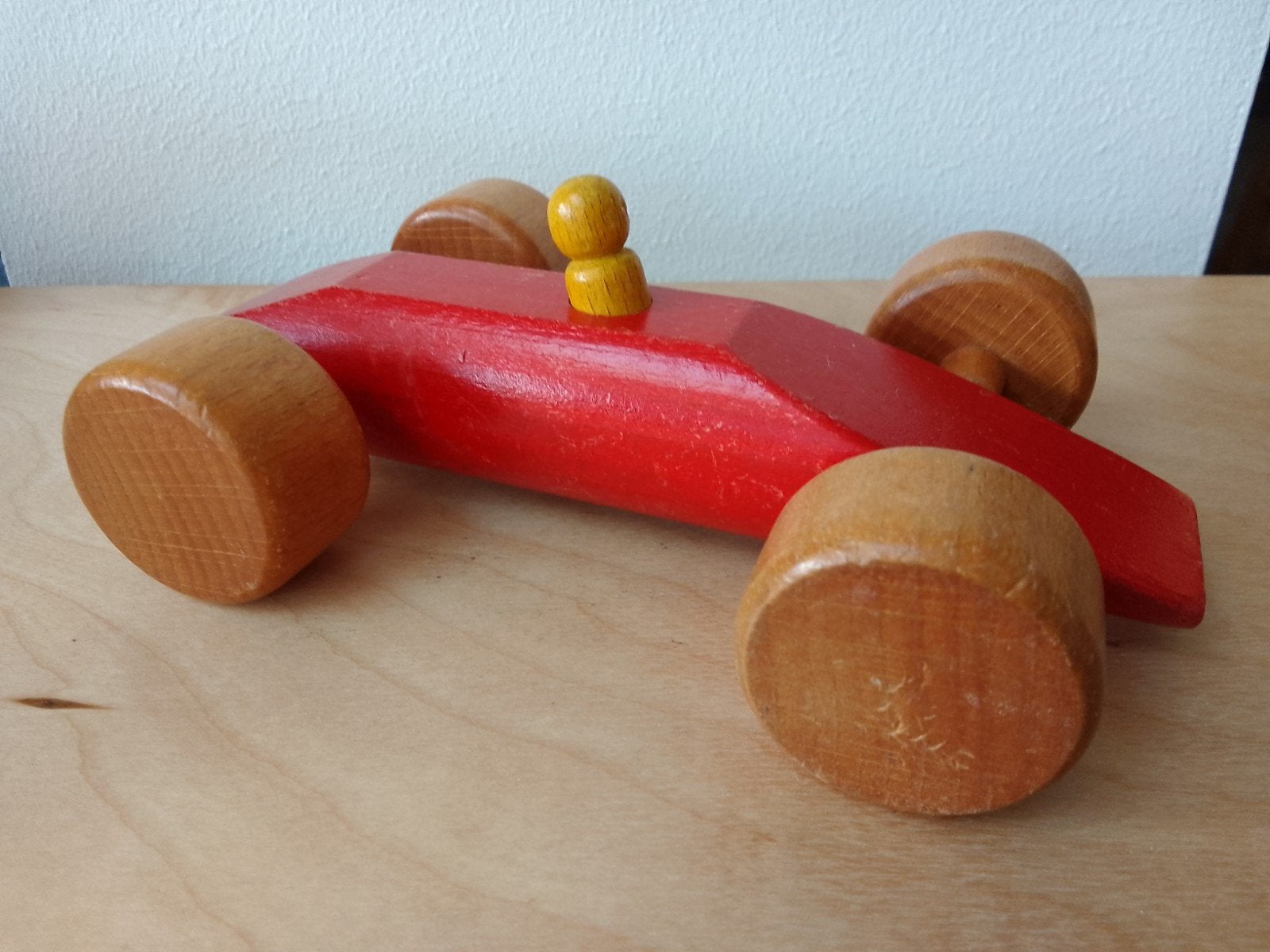 Nic race-auto, rood, houten speelgoed, voor 1 jr e.o., Ophalen of Verzenden