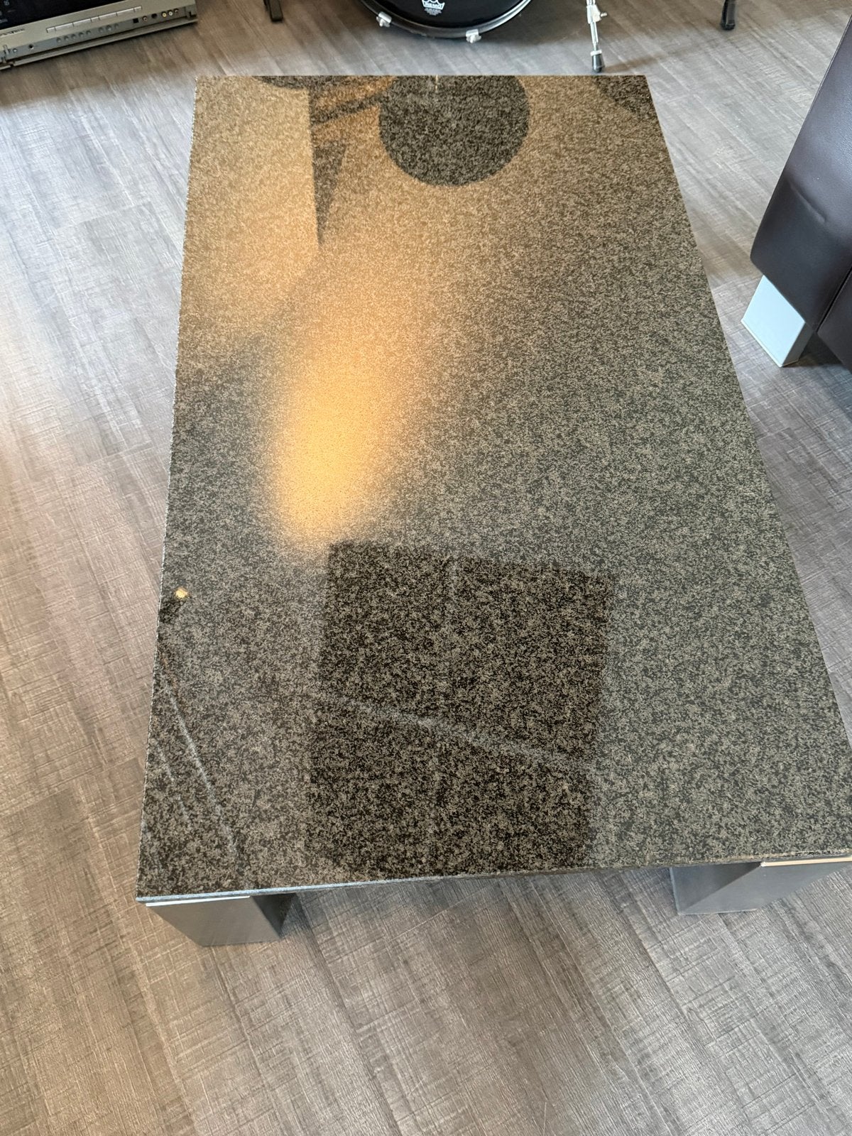 Salontafel graniet Impala Black met RVS onderstel 120x70cm, Ophalen, 100 tot 150 cm, 50 tot 100 cm, Zo goed als nieuw