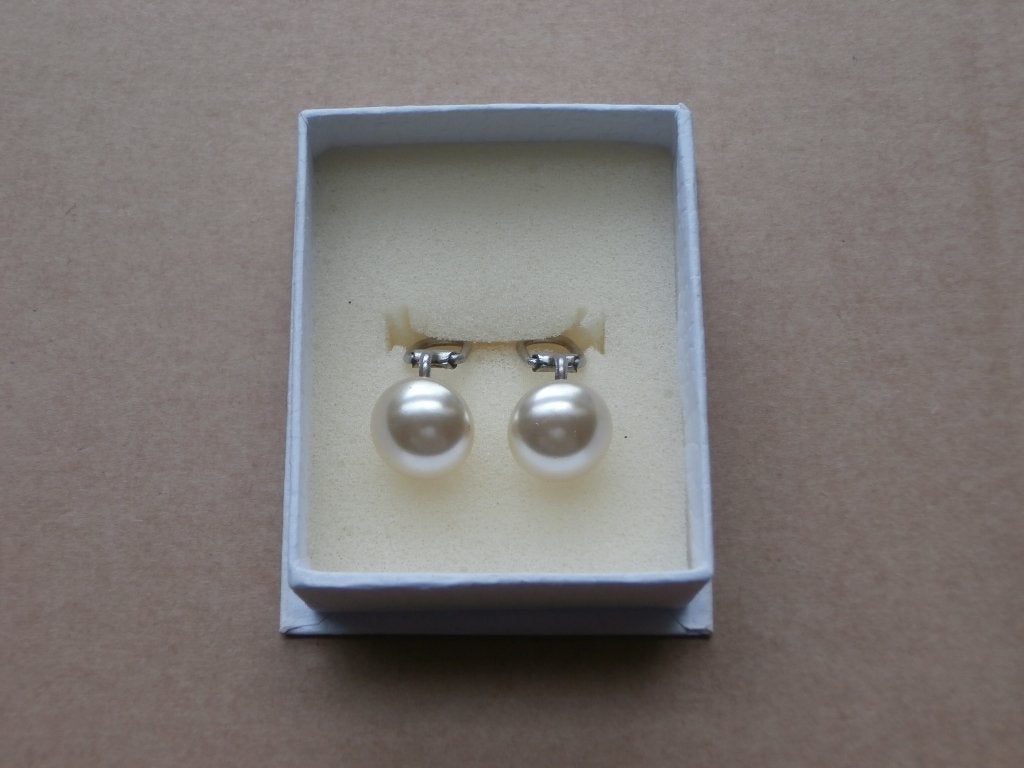 Vintage zilveren oorbellen Zuidzee parels Original HB Patent, Ophalen of Verzenden, Zo goed als nieuw, Knopjes of Stekers, Zilver