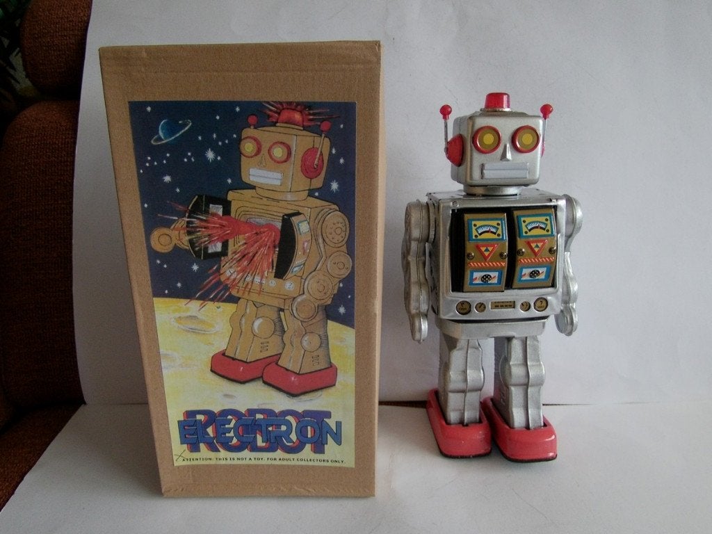 Oude blikken Electron Robot met Doos, China, jaren''2000''s, Ophalen of Verzenden, Zo goed als nieuw