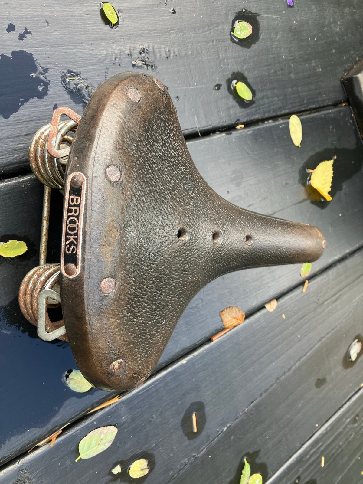 Brooks leren fietszadel met vering - Vintage, Gebruikt, Leer, Ophalen of Verzenden, Zadel