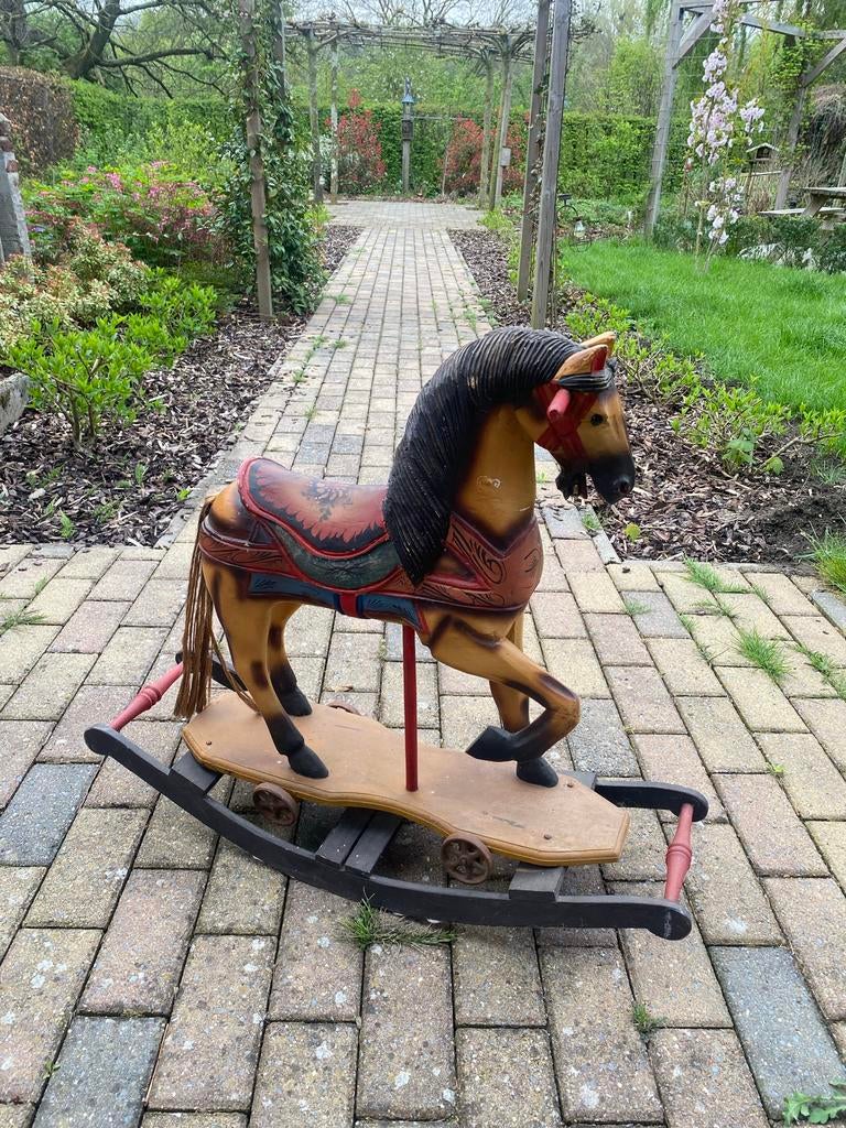 Sier hobbelpaard - Vintage houten hobbelpaard, Kinderen en Baby's, Speelgoed | Overig, Gebruikt, Jongen of Meisje, Ophalen