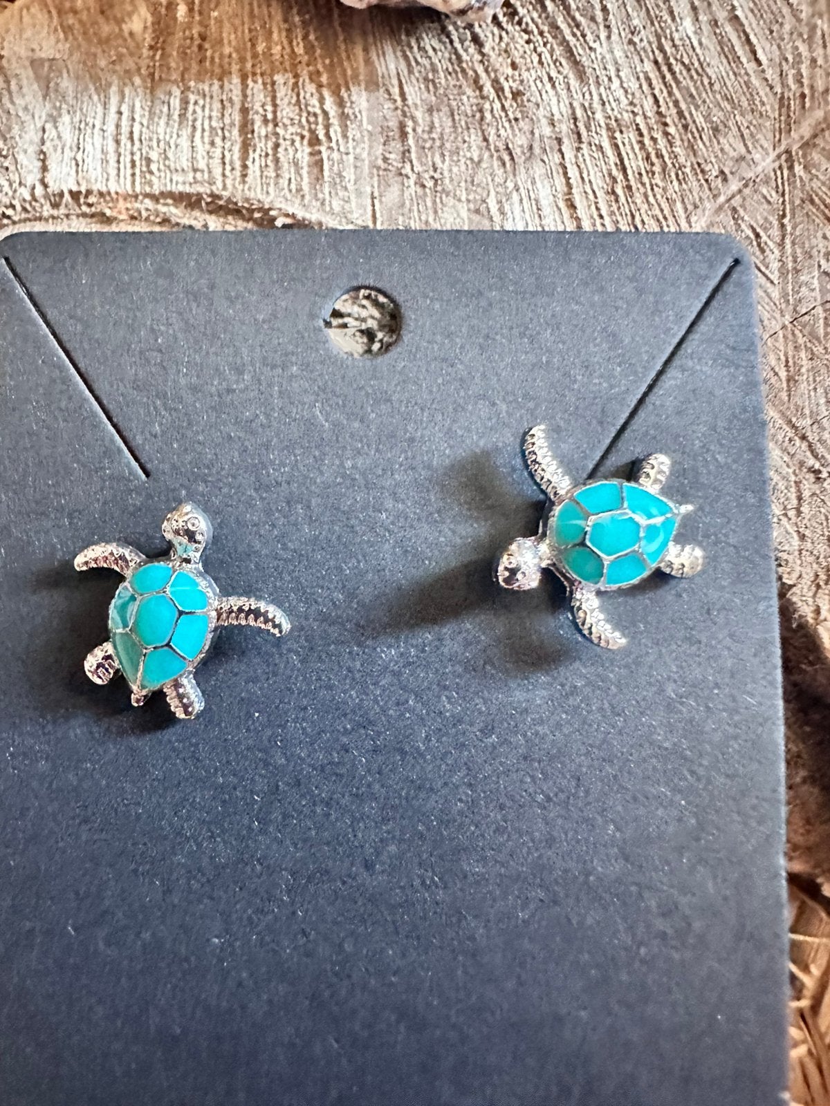 Oorknopjes / schildpadden / turquoise / nieuw, Ophalen of Verzenden, Nieuw, Overige materialen