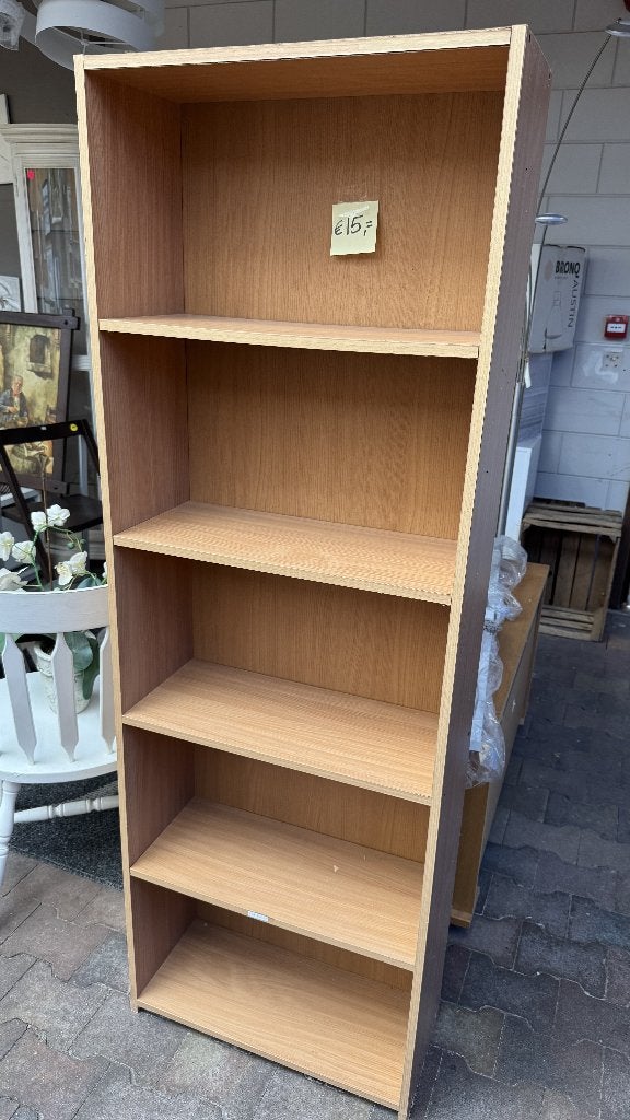 Houten Boekenkast met 5 Planken - Lichtbruin, Hout, Gebruikt, Verzenden, Overige stijlen