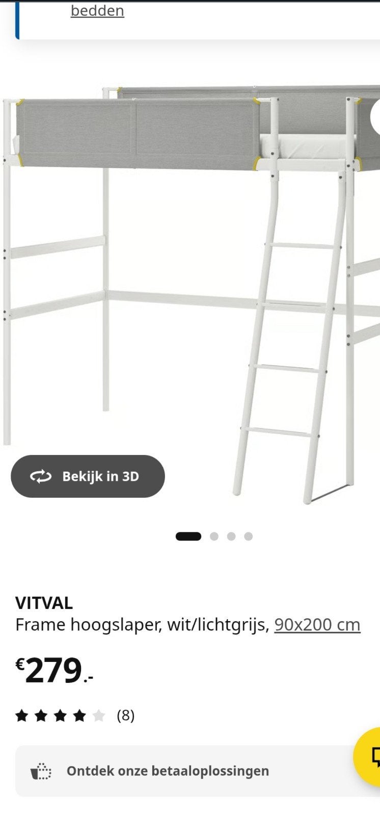 Ikea hoogslaper met bureaublad Vitval, Huis en Inrichting, Slaapkamer | Stapelbedden en Hoogslapers, Ophalen, Gebruikt, Eenpersoons
