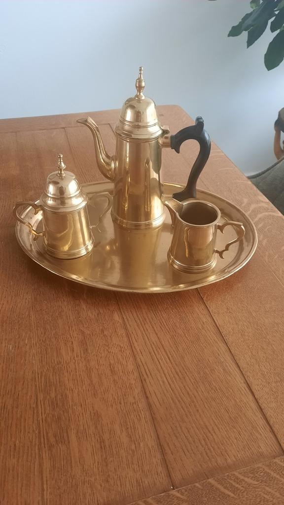 Messing Turkse Koffie Set met Dienblad - Goede Staat, Ophalen of Verzenden