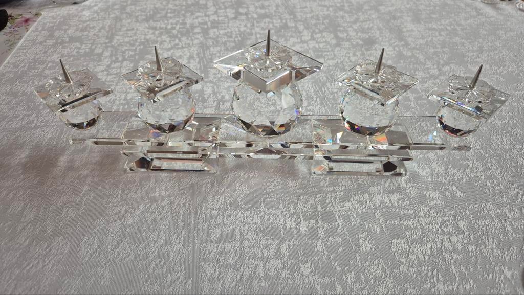Swarovski 5-arms kandelaar, 28 cm, Overige materialen, 25 tot 50 cm, Wit, Ophalen of Verzenden