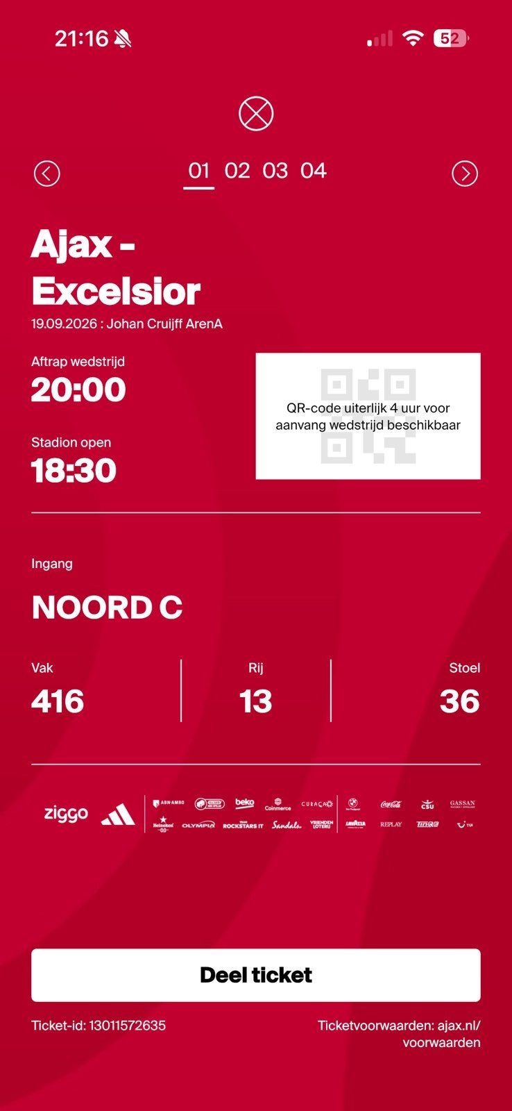 2 kaarten naast elkaar ajax - excelsior, Twee personen