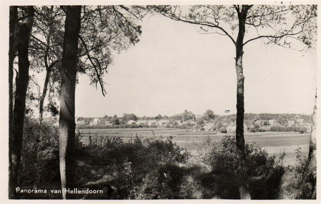 Panorama van Hellendoorn - gezicht op - 1950 gelopen, Ophalen of Verzenden, 1940 tot 1960, Gelopen, Overijssel