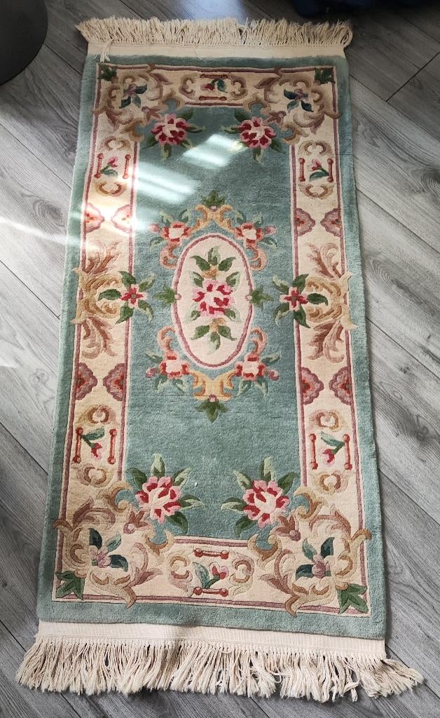 Handgeknoopte loper 60cm x 168cm uit scheerwol (Chinees), Ophalen, Gebruikt, Wit, Chinees vintage