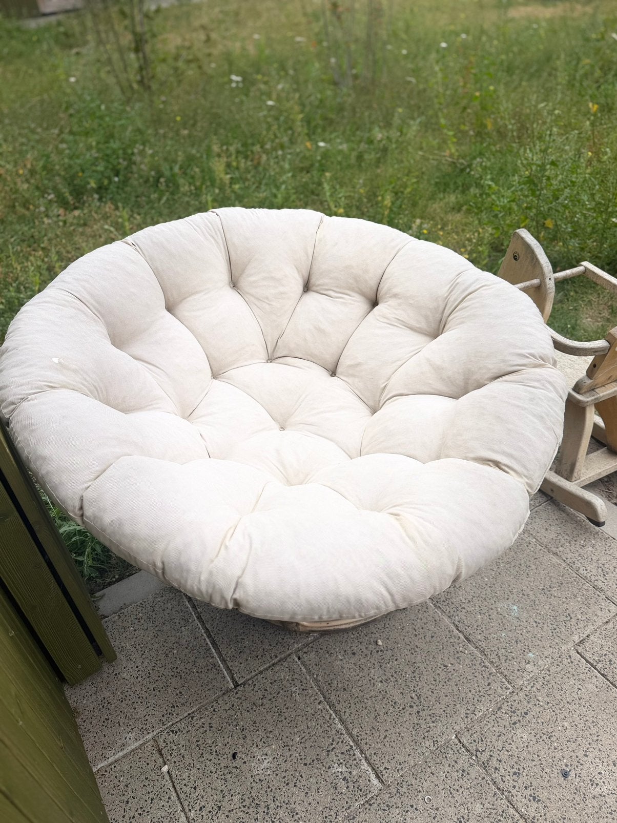 Papasan stoel met groot kussen, Ophalen, Gebruikt