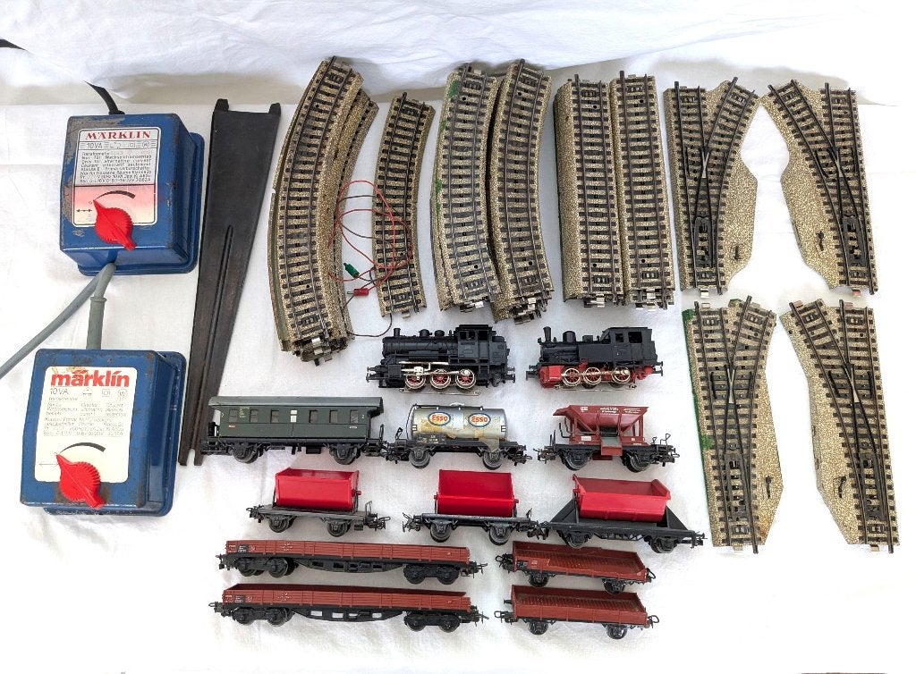 Märklin 2 tenderlocs, wagons, rails, handwissels, trafo's., Wisselstroom, Ophalen of Verzenden, Analoog, Märklin