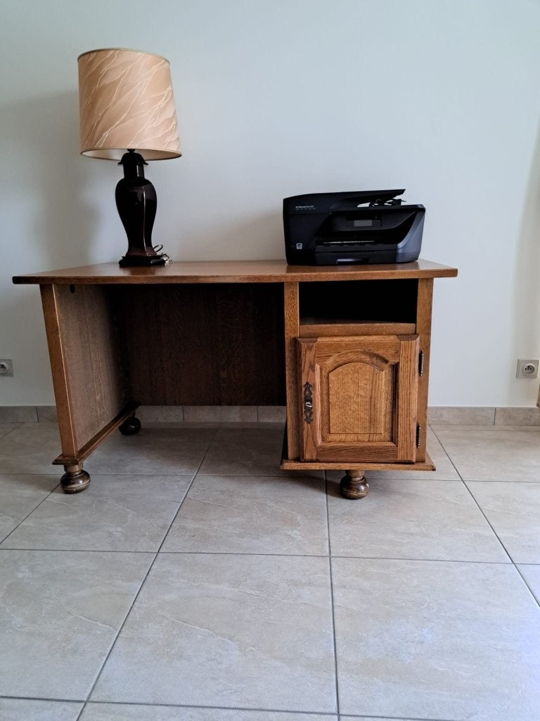 Bureau - Massief eikenhout, Huis en Inrichting, Bureaus, Gebruikt, Bureau-kast combinatie, Overige merken, Klassiek, Hout, Bruin