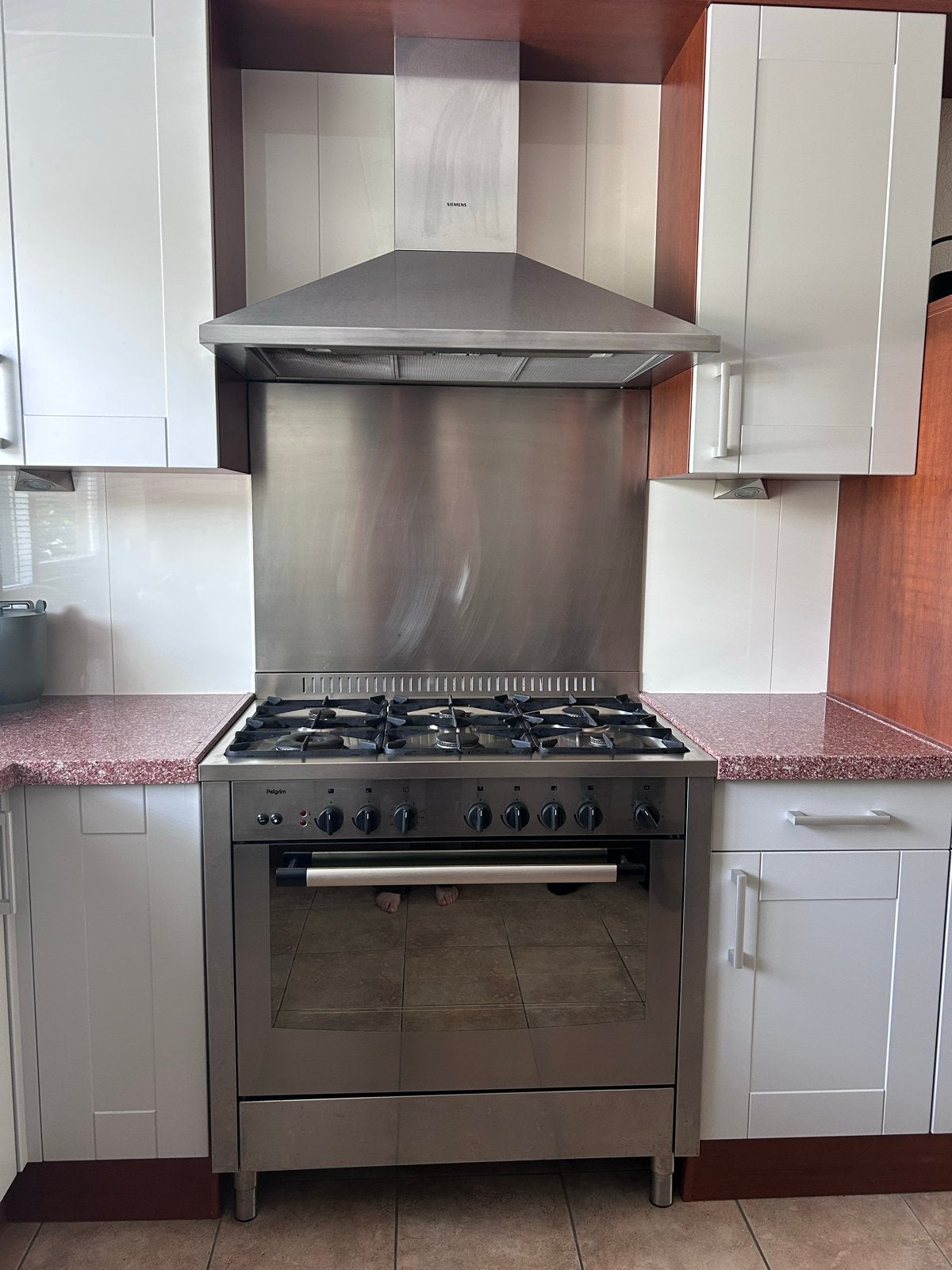 Pelgrim gasfornuis met oven en Siemens afzuigkap, Ophalen, Gebruikt, 60 cm of meer, Gas