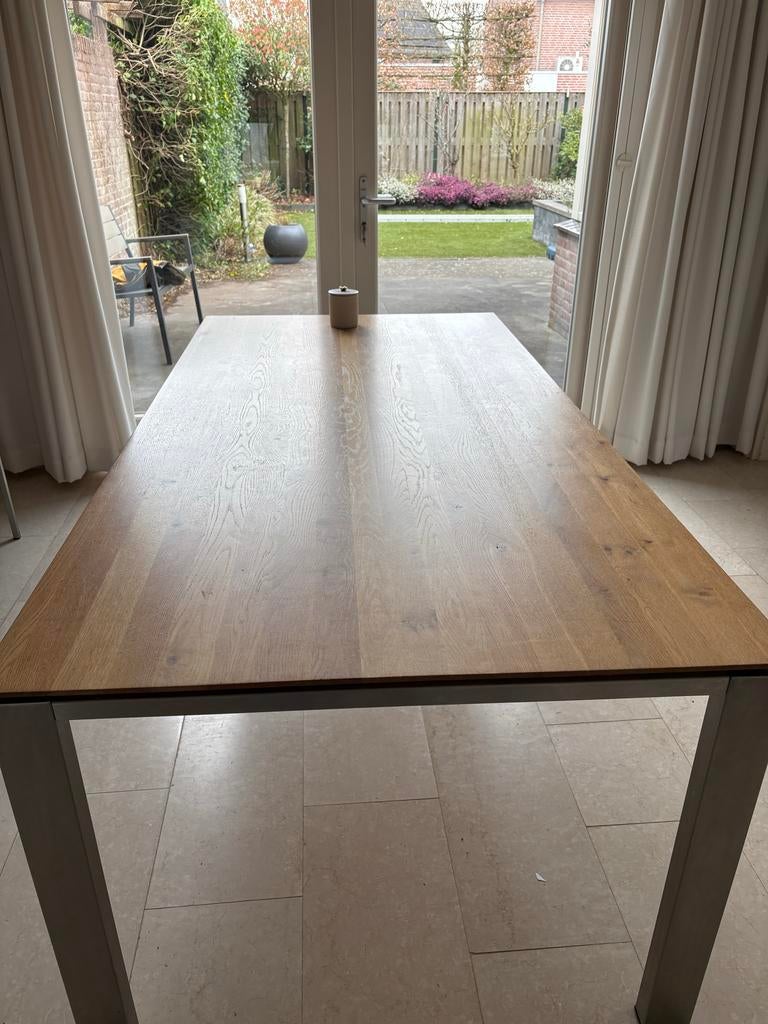 Eikenhouten eettafel 2 meter Goossens 6 personen, Ophalen, Gebruikt, Eikenhout, 50 tot 100 cm