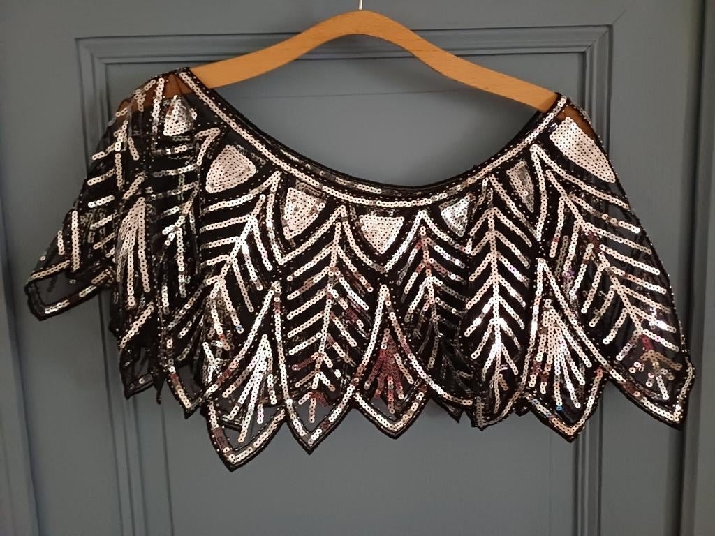 Mooie Charleston Cape Zwart Zilver Pailletten, Ophalen of Verzenden, Zo goed als nieuw, Historisch, Accessoires