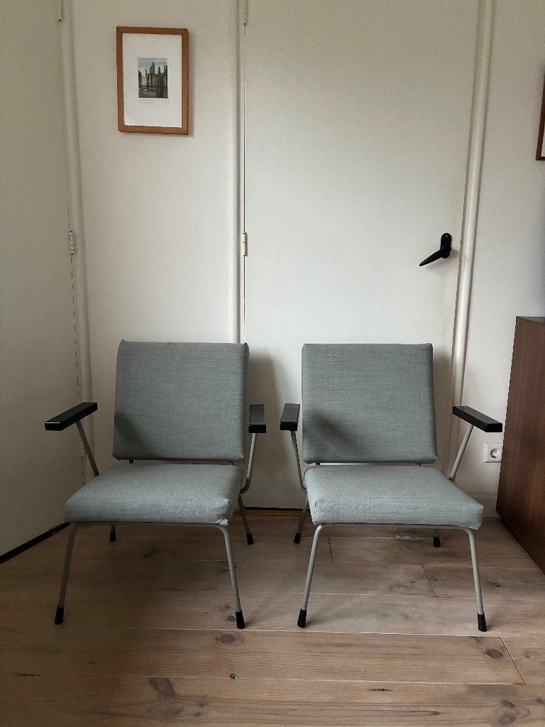 Gispen 1401 fauteuils Wim Rietveld - opnieuw gestoffeerd, Ophalen, Twee, Overige kleuren, Zo goed als nieuw