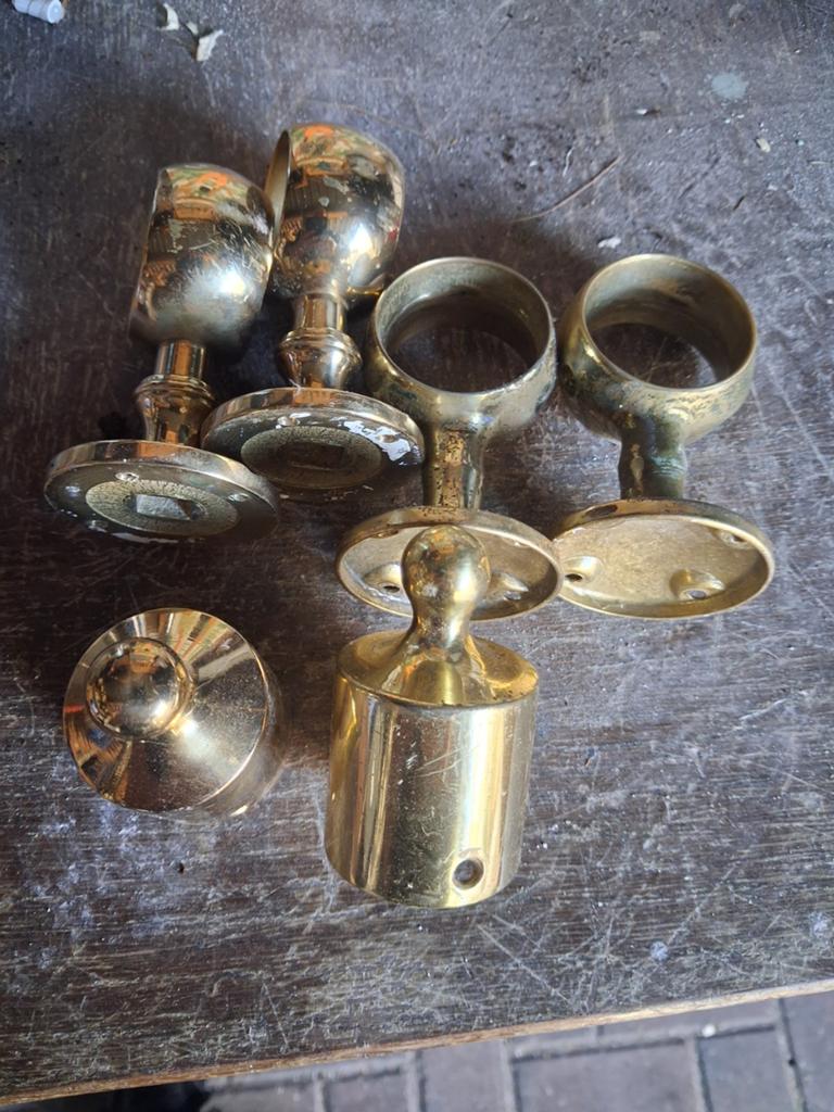 Set van 6 messing trapleuninghouders, Ophalen of Verzenden, Koper
