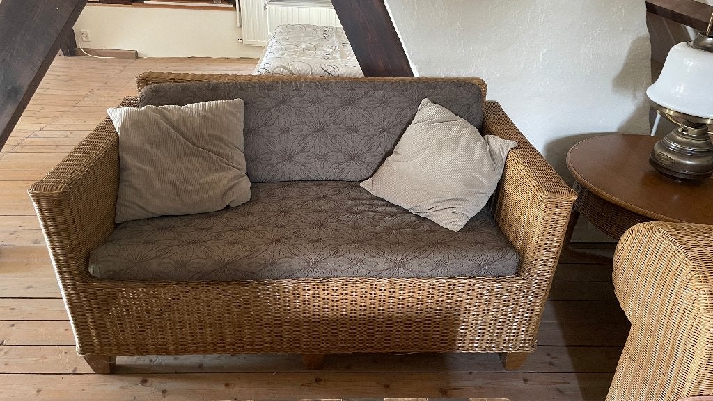 2 Rieten banken, Tuin en Terras, Ophalen of Verzenden, Gebruikt, Rotan