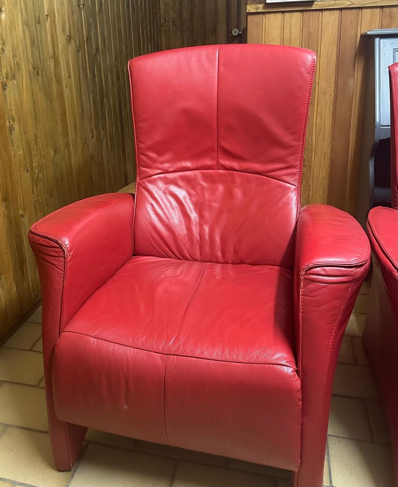 Lederen relaxfauteuil met uitklapbare voetensteun