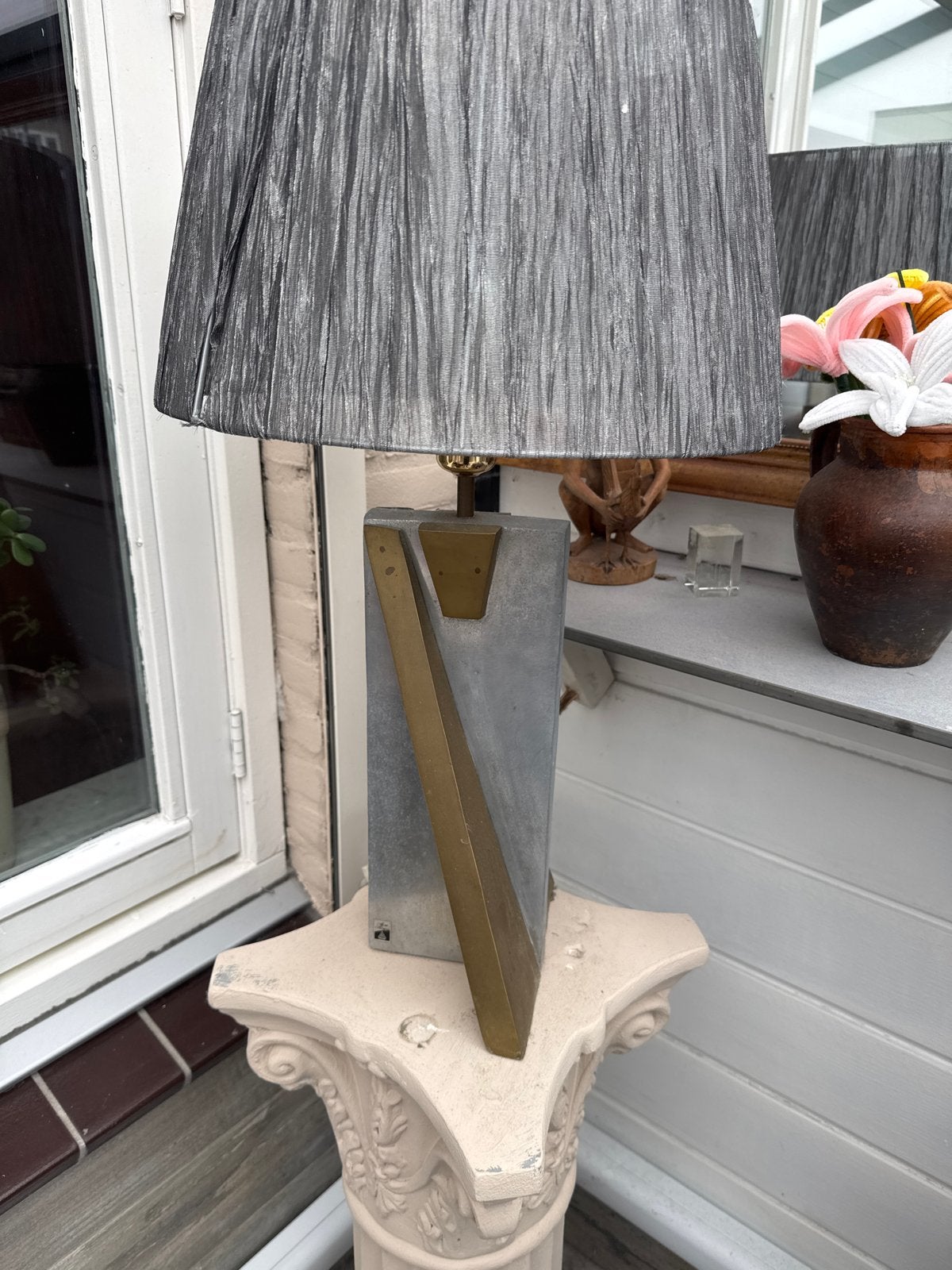 Bijzondere zware tafellamp Alfonso Marquez Brutalist Koper M, Huis en Inrichting, Lampen | Tafellampen, Ophalen, Zo goed als nieuw
