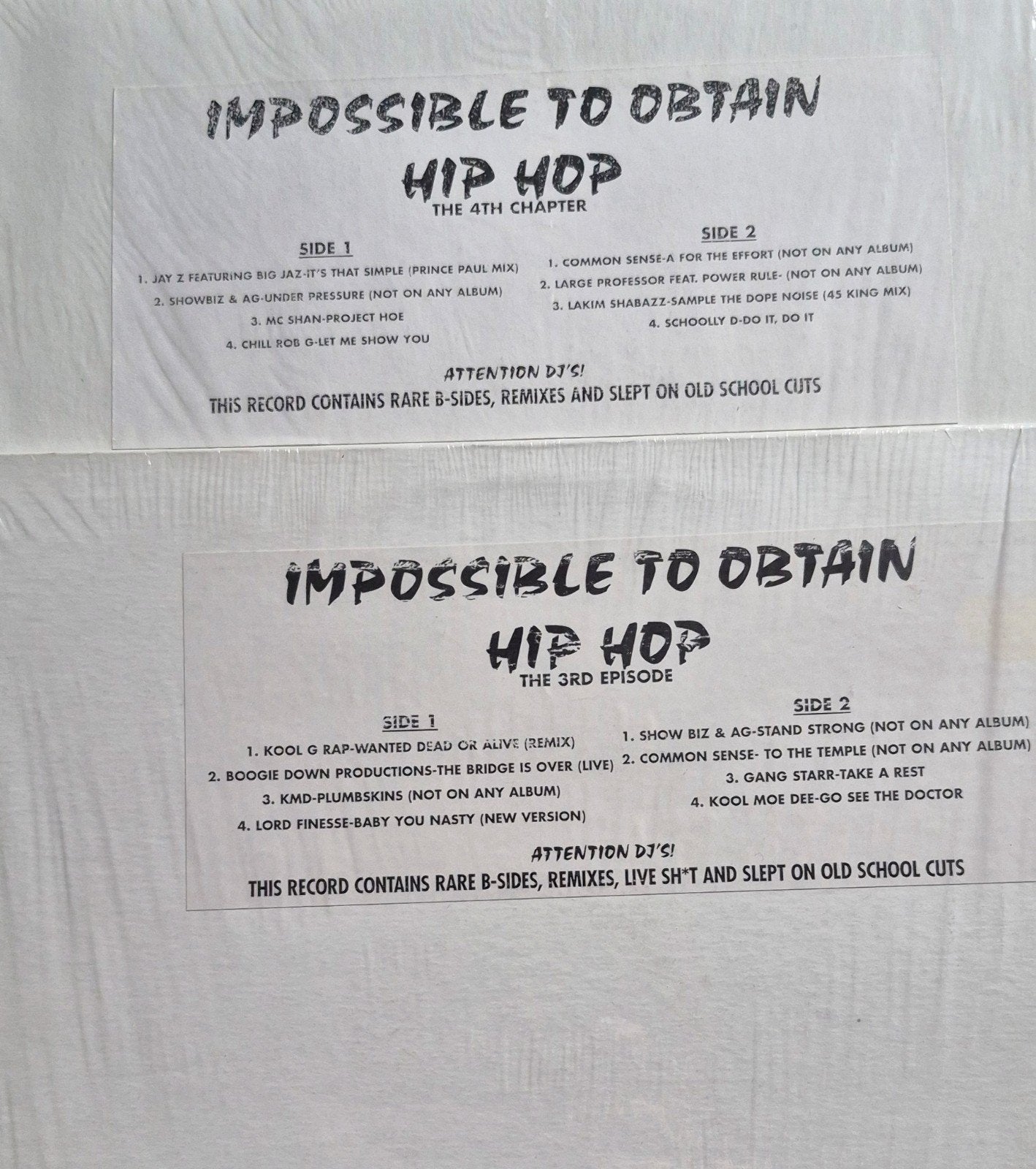 Impossible To Obtain Hip Hop 3rd & 4th Episode Promo Vinyl, Ophalen of Verzenden, Gebruikt, Album, Promo