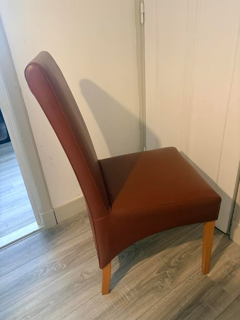 4 comfortabele roodbruine leren stoelen, Ophalen, Gebruikt, Bruin, Leer
