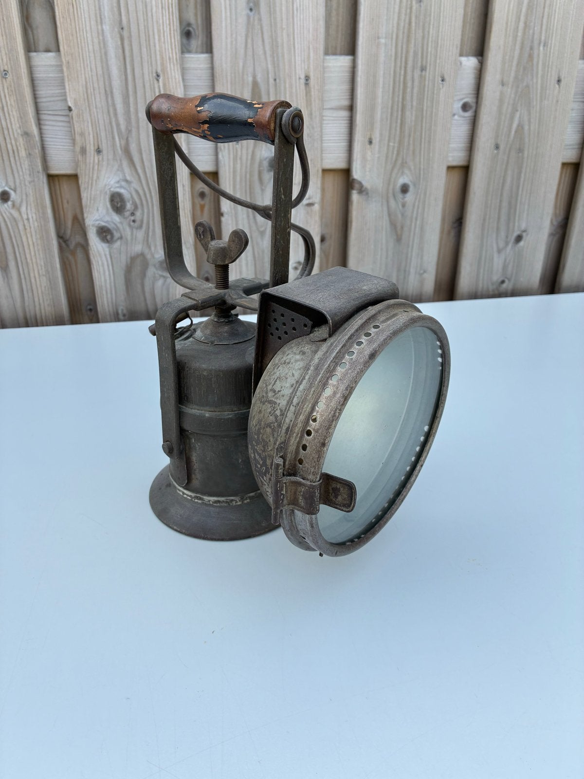 Antieke mijnlamp / karbidlamp, Antiek en Kunst, Ophalen of Verzenden