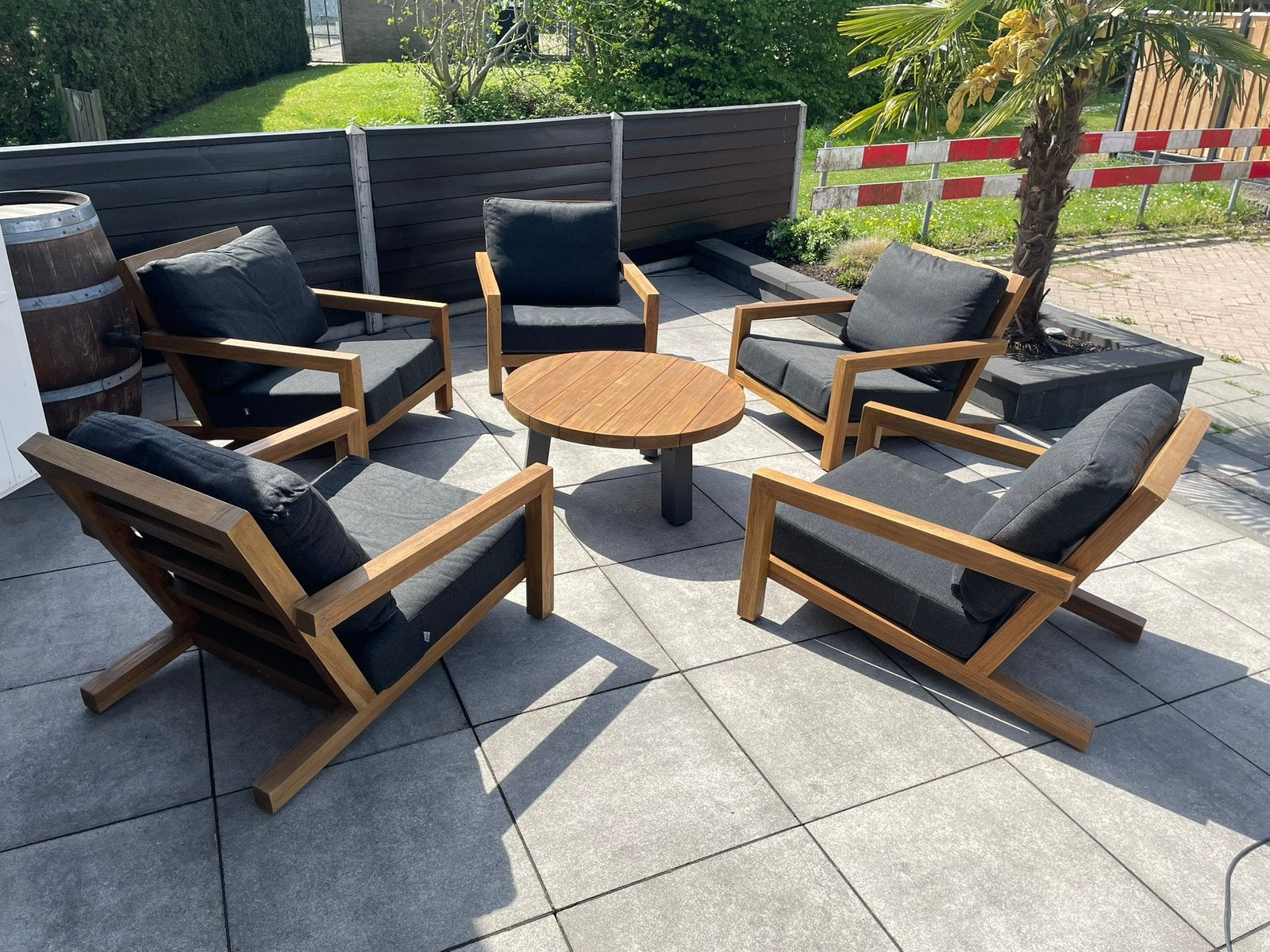 LIFE Tuinset, altijd binnen gestaan, Tuin en Terras, Tuinsets en Loungesets, Ophalen, 5 zitplaatsen, Bijzettafel, Teakhout