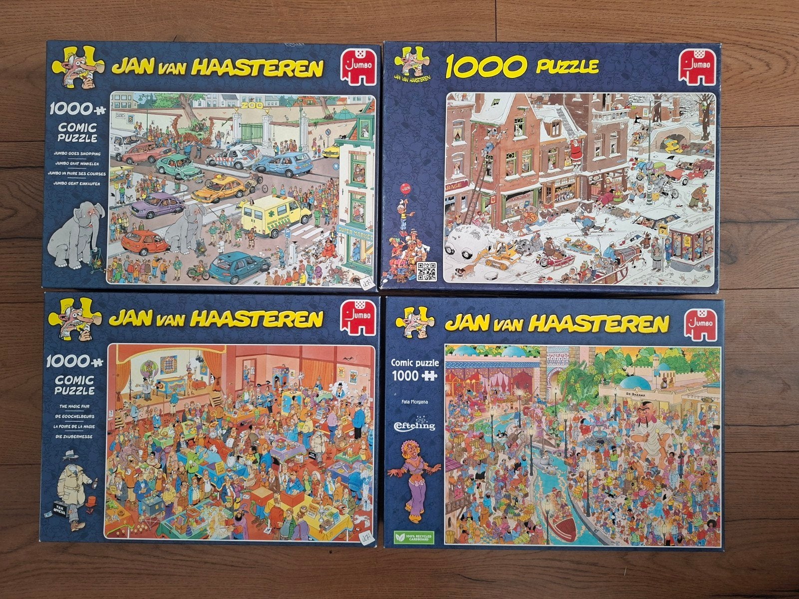 4 Jan van Haasteren puzzels - 1000 stukjes per stuk, Ophalen of Verzenden, 500 t/m 1500 stukjes, Gebruikt, Legpuzzel