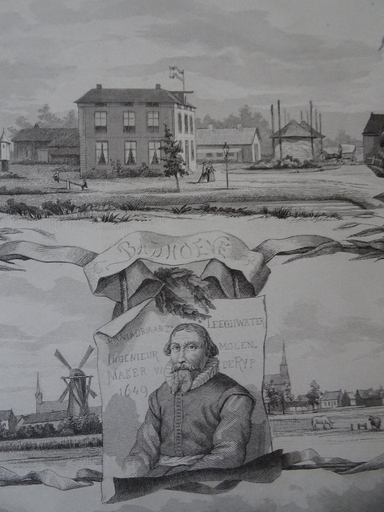 gravure Haarlemmermeer 1667-1867, Taurel 1867, Antiek en Kunst, 1800 - 1899, Verzenden, Gravure, Origineel