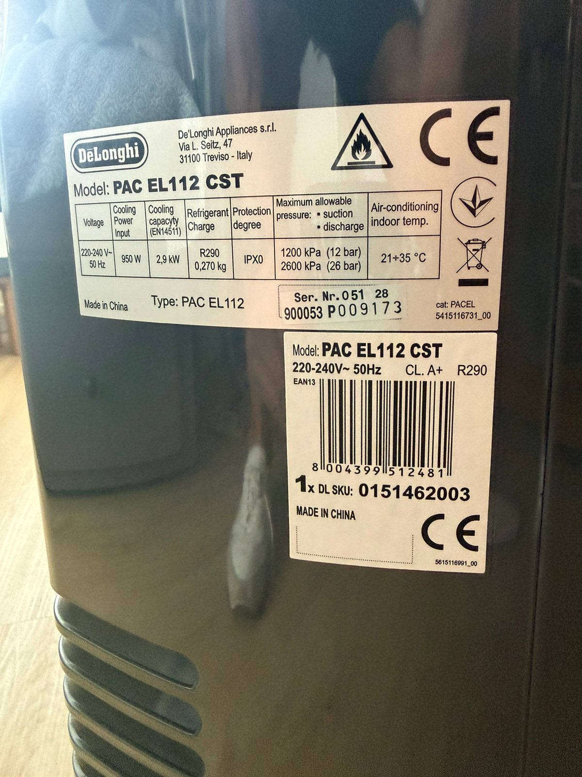 De’Longhi PAC EL112 CST, Witgoed en Apparatuur, Airco's, Ophalen, Zo goed als nieuw, Mobiele airco, 3 snelheden of meer