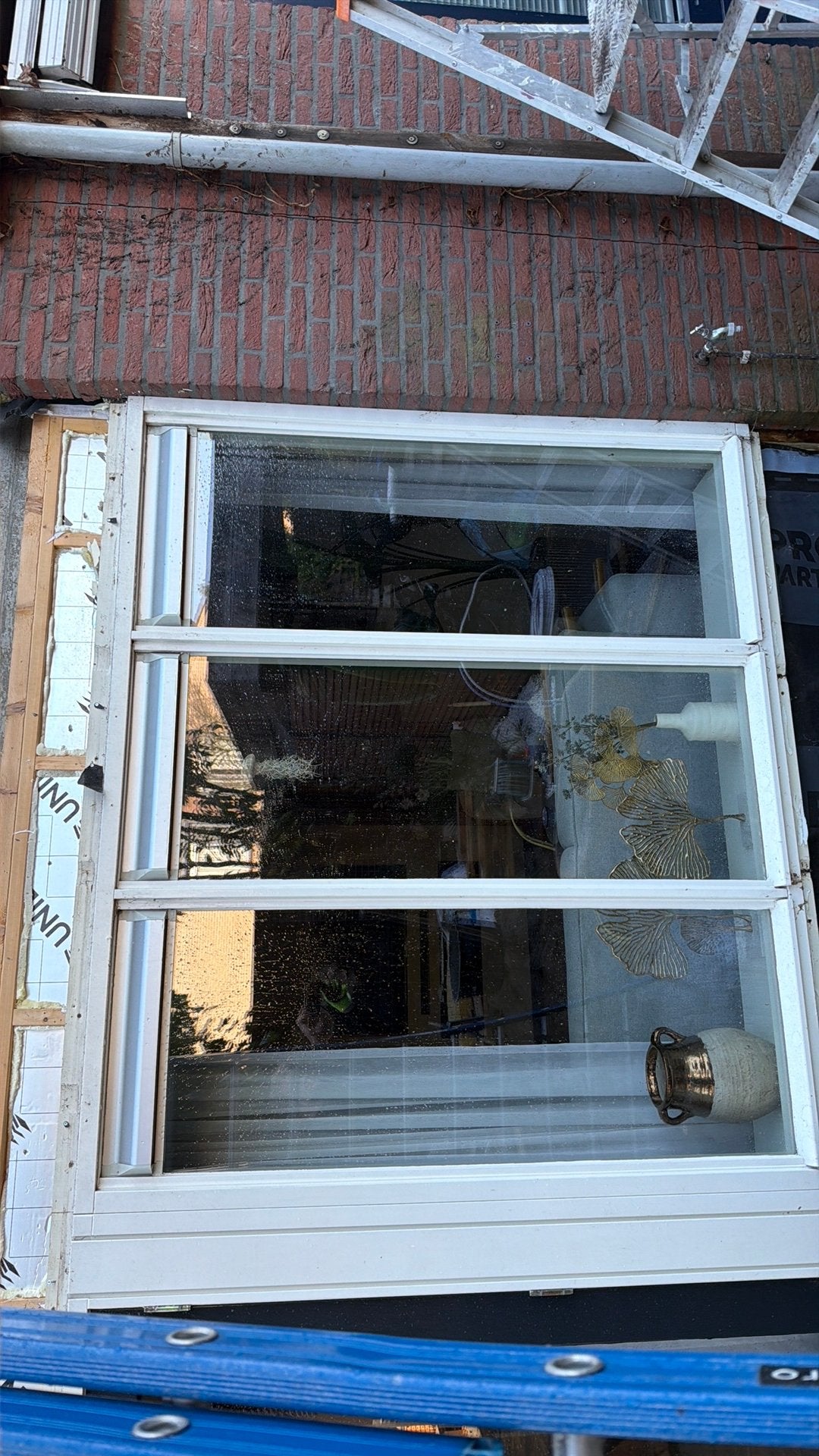 Hardhouten kozijn met geïsoleerd glas 174cm hoog 203 breed, Ophalen, Gebruikt, Raamkozijn, 150 tot 225 cm