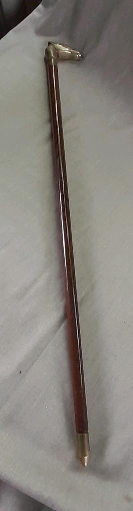 Vintage houten wandelstok "messing paard", Diversen, Ophalen of Verzenden
