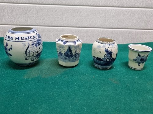 -	potjes delfts blauw 4 stuks, Ophalen of Verzenden