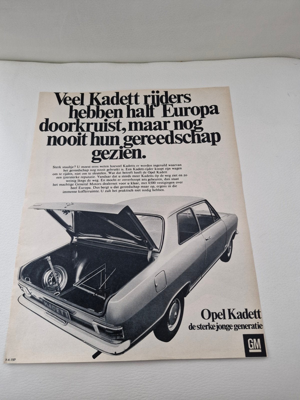 Vintage Opel Kadett Advertentie (ca. 32 x 24 cm), Ophalen of Verzenden, Knipsel(s)