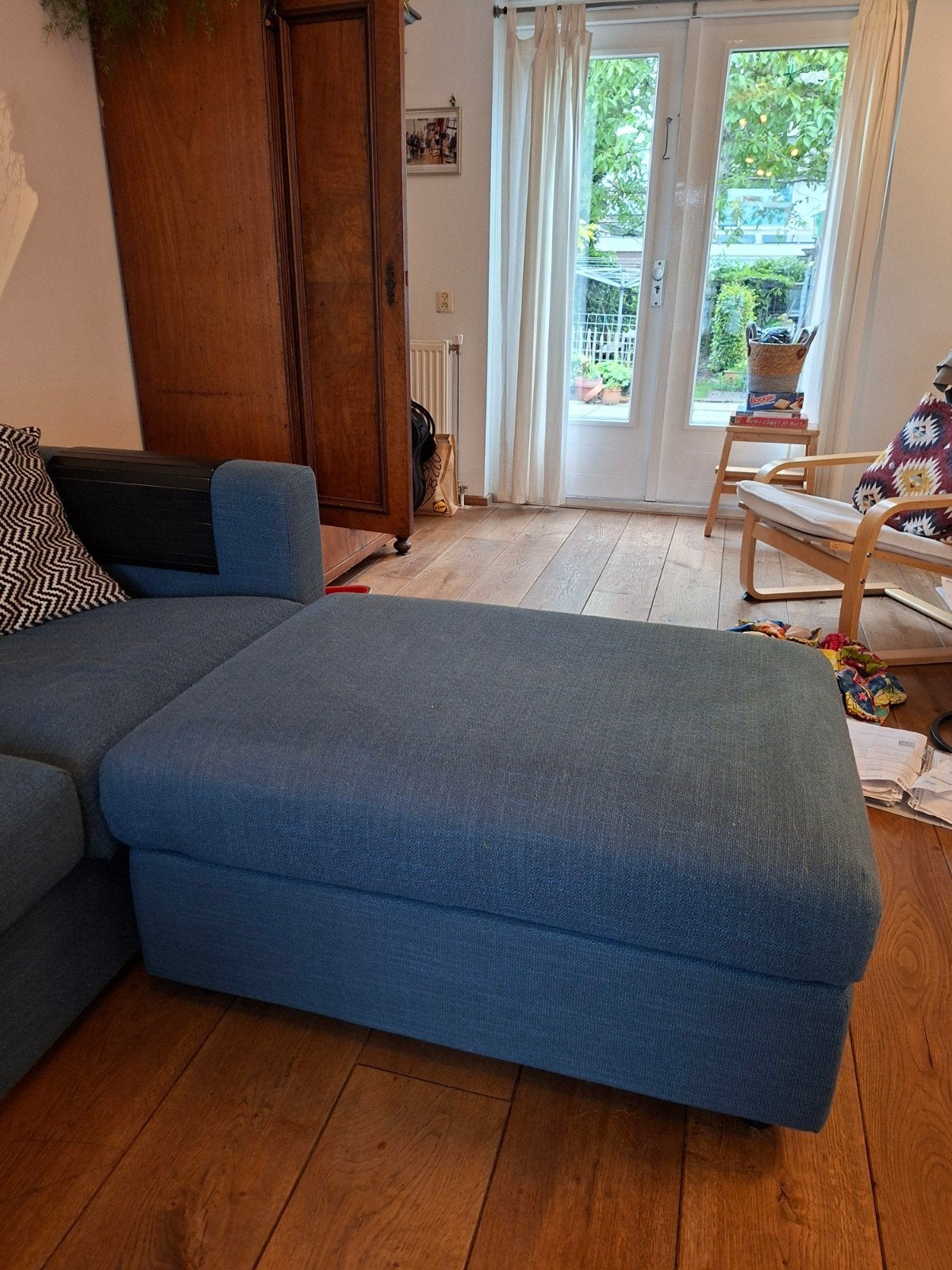 IKEA Vimle Hocker/Voetenbank met Opbergruimte, Ophalen, 75 tot 100 cm, Zo goed als nieuw, Stof