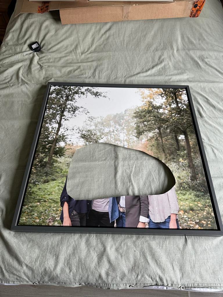 Massief houten lijst voor 80x80cm canvas. Baklijst grijs, Ophalen