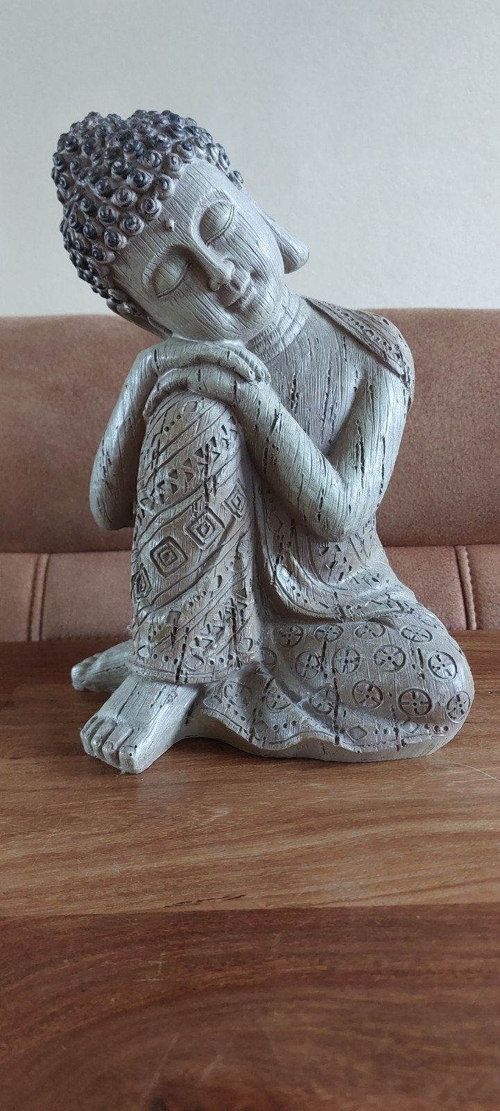 Zittende Boeddha, Met reliëf, Gebruikt, Grijs, Ophalen of Verzenden