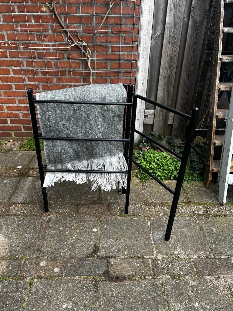 Antiek zwart houten droogrek - Vintage wasrek, Ophalen, Gebruikt, Wasrek