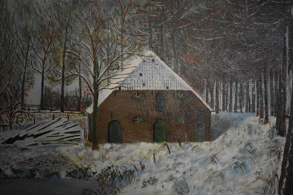 Schilderij van een Hollandse boerderij van Prins, Ophalen of Verzenden, Klassiek, Gesigneerd, Stilleven